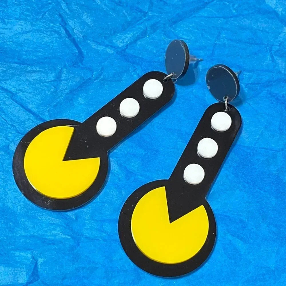 PAC Man Nostalgia Acrylic Earrings
